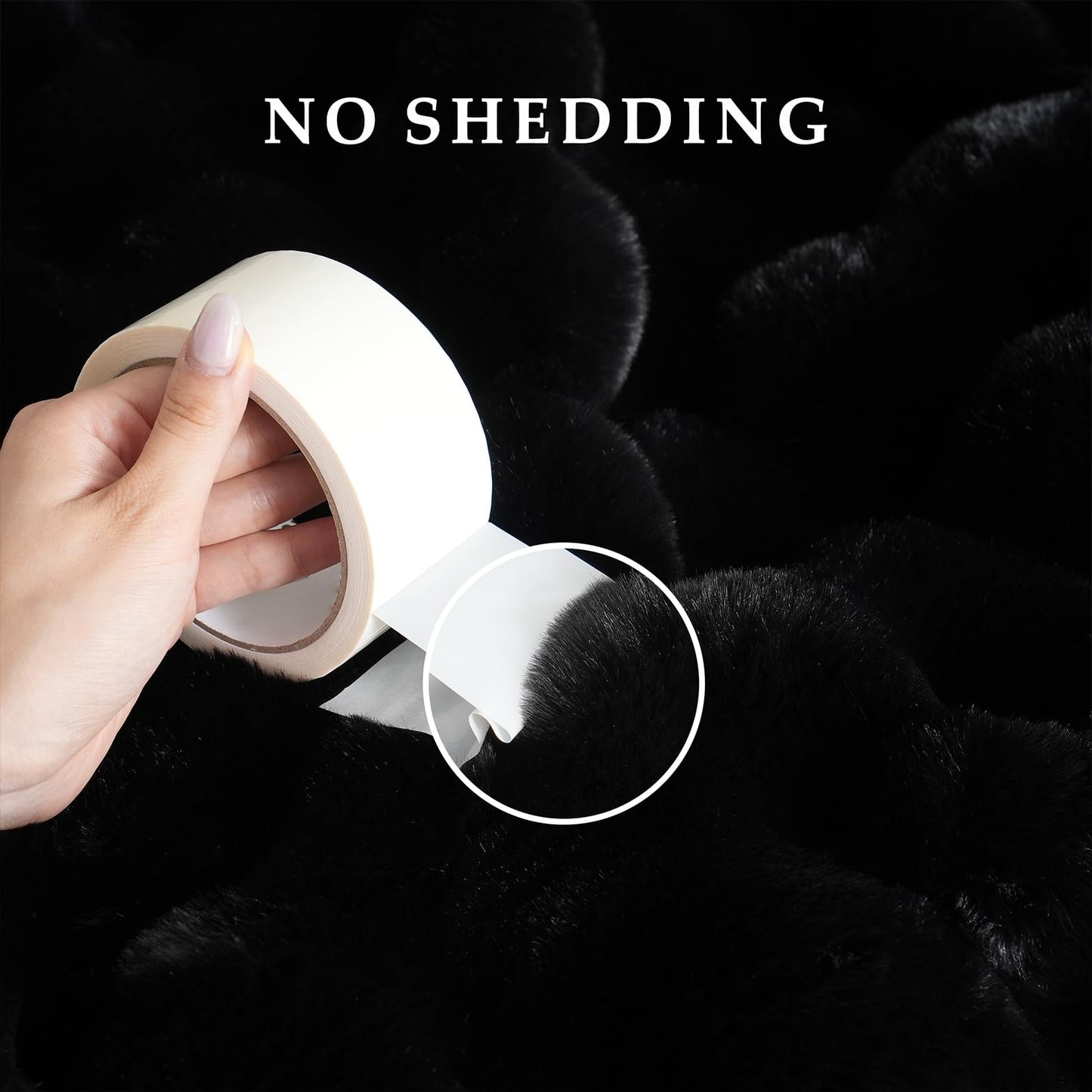 BENVWE Faux Fur Throw Blanket for Couch Bed - Fluffy Soft Thick Bubble Blanket for Living Room Home Decor - Fathers Day Birthday Gifts for Women Men, Black, 60" x 80"