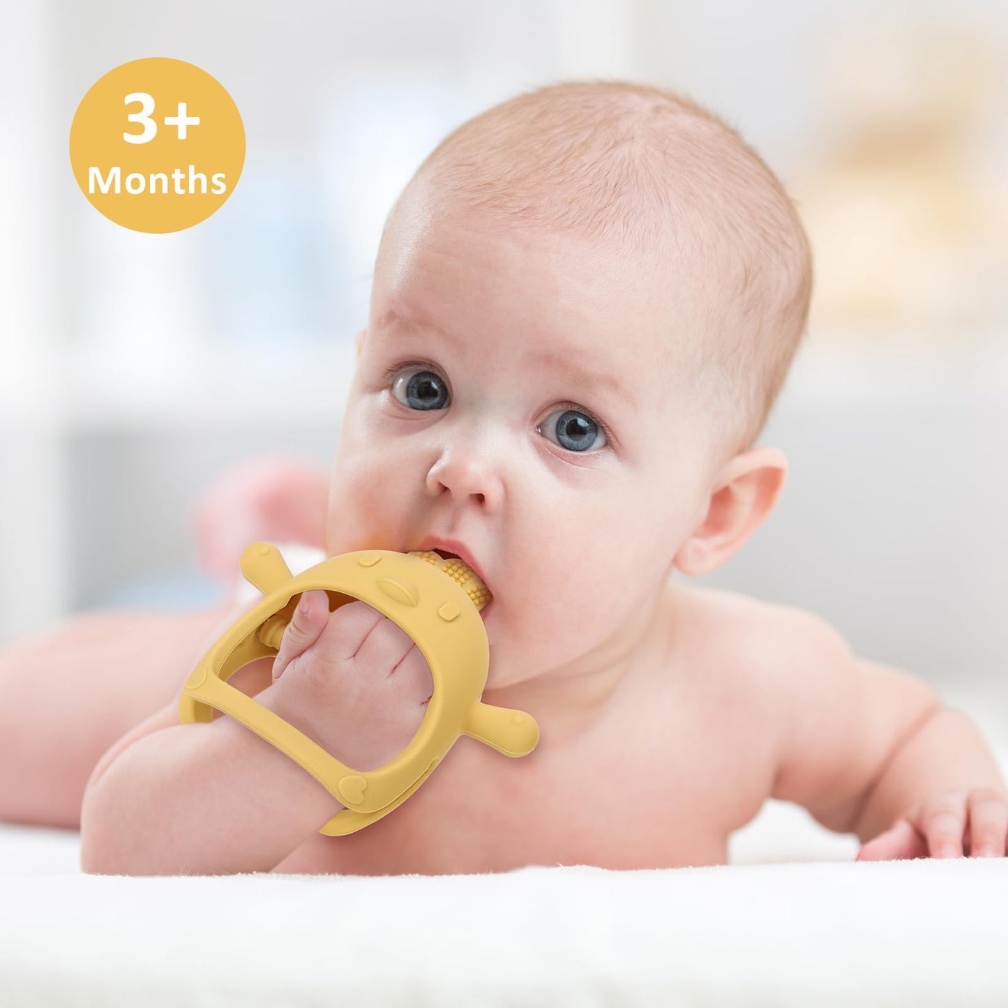 Socub Silicone Baby Teether Toys for Infants 3-6 6-12 Months, BPA Free Anti-Drop Silicone Mitten Teething Toy, Baby Chew Toys for Sucking Needs, Newborn Essentials & Baby Shower Gifts Girls(Dark Pink)
