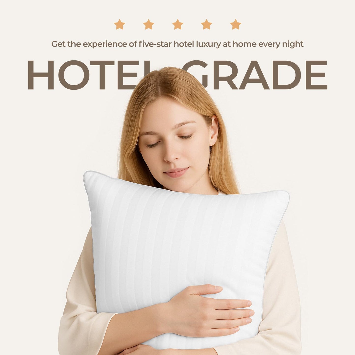 Hotel Collection Fluffy Bed Pillows King Size Set of 2- Down Alternative Pillow-Best Soft Pillows for Sleeping-Pillows for Side,Back and Stomach Sleepers-Relief Neck Pain - 20x34 in