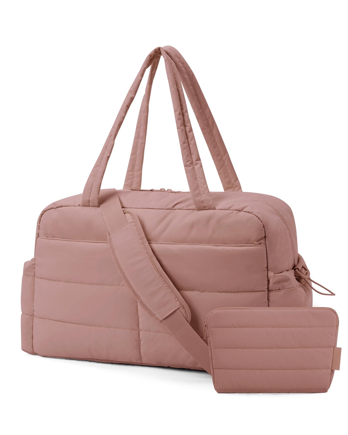 BAGSMART Gym Bag for Women, 31L Travel Duffle Bag Puffer Tote Quilted Laptop Carry on, Weekender Overnight Organizer for Travel, Water Resistant, Dark Pink