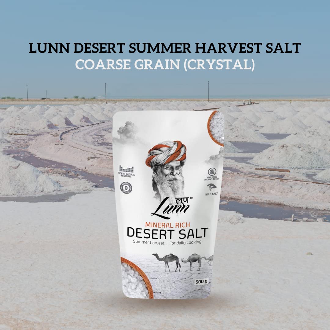 LUNN Natural Fine Grain Desert Salt | 17.63 Oz (500 Gm) | Specially Harvested in Summer.
