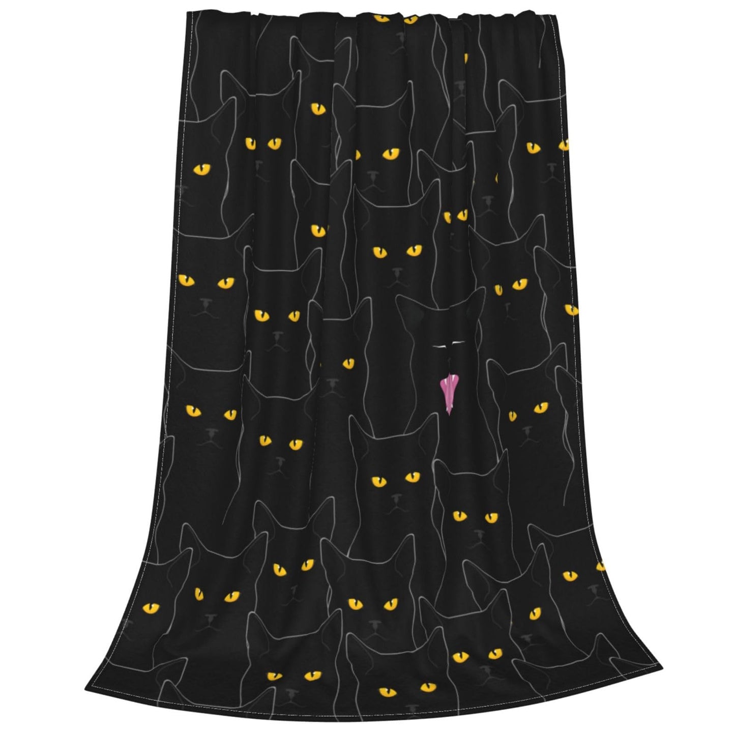 Black Cat Fleece Throw Blanket Soft Flannel Plush Lightweight Warm Cozy Blanket for Men Women Couch Bed Sofa Travel 80"x60"