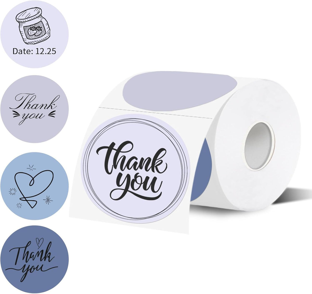 Thermal Label,3 Inch Purple Gradient Round Thermal Printer Sticker,Self-Adhesive Round Direct Thermal Labels,Thermal Stickers for DIY Logo Design,Name Tag (300 Labels/1 Roll)