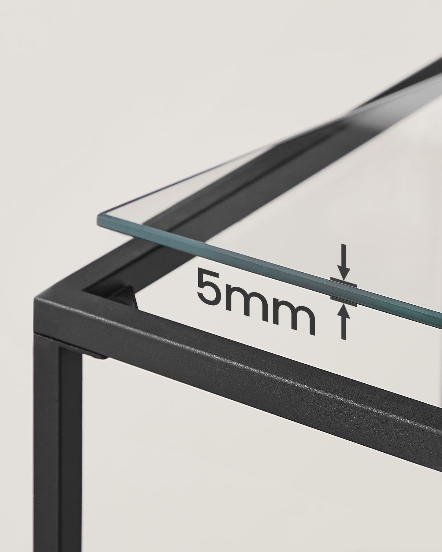 VASAGLE 39.4 Inch Console Sofa Table, Modern Entryway Table, Tempered Glass Table, Metal Frame, 2 Shelves, Adjustable Feet, for Living Room, Hallway, Black ULGT025B01