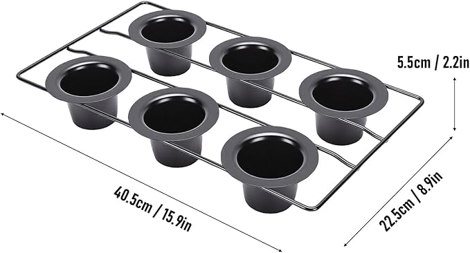 6-Cup Popover Pan - Carbon Steel Professional Bakeware, Non Stick for Yorkshire Pudding, Muffins and Popovers