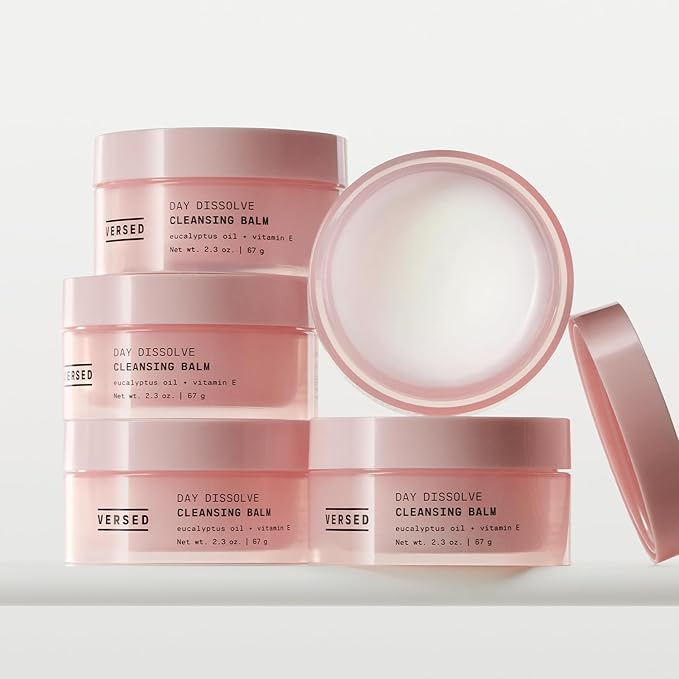 Versed Day Dissolve Cleansing Balm - Makeup Melting Balm Infused with Vitamin E + Eucalyptus Oil to Calm Skin - Oil Based Double Cleanser with Avocado + Jojoba (2.3 oz)