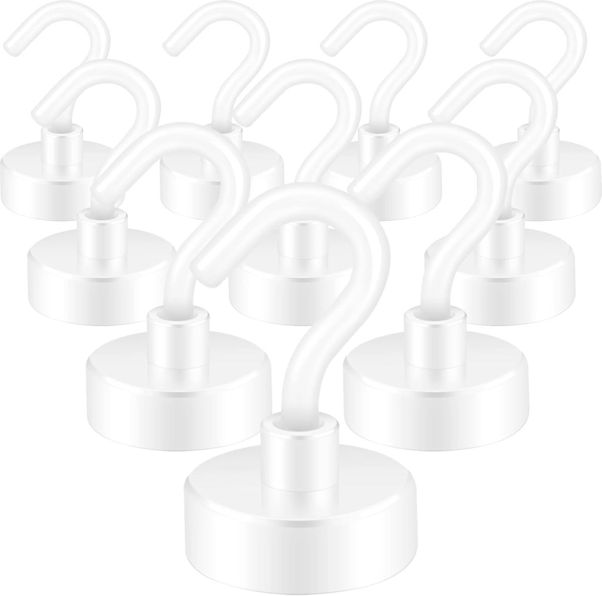 Neosmuk Magnetic Hooks,Heavy Duty Earth Magnets with Hook for Refrigerator, Extra Strong Cruise Hook for Hanging, Magnetic Hanger for Cabins, Grill (Creamy White, Pack of 10)