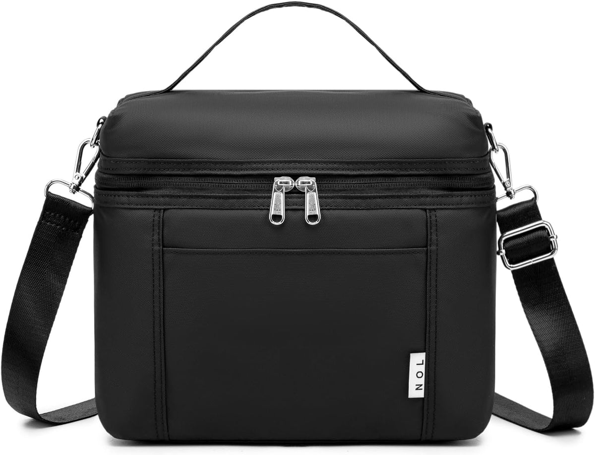 NOL Natural Organic Lifestyle Reusable Lunch Bags for Adults Lightweight Waterproof Lunch Box with Removable Adjustable Strap Insulated Leakproof Cooler Lunch Bag for Work Black Medium Size