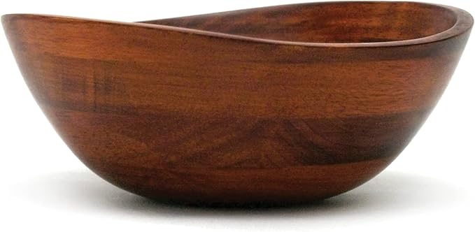 Lipper International Cherry Finished Wavy Rim Beechwood Serving Bowl for Fruits or Salads, Matte, Small, 7.5" x 7.25" x 3", Single Bowl, 30.43Fl oz