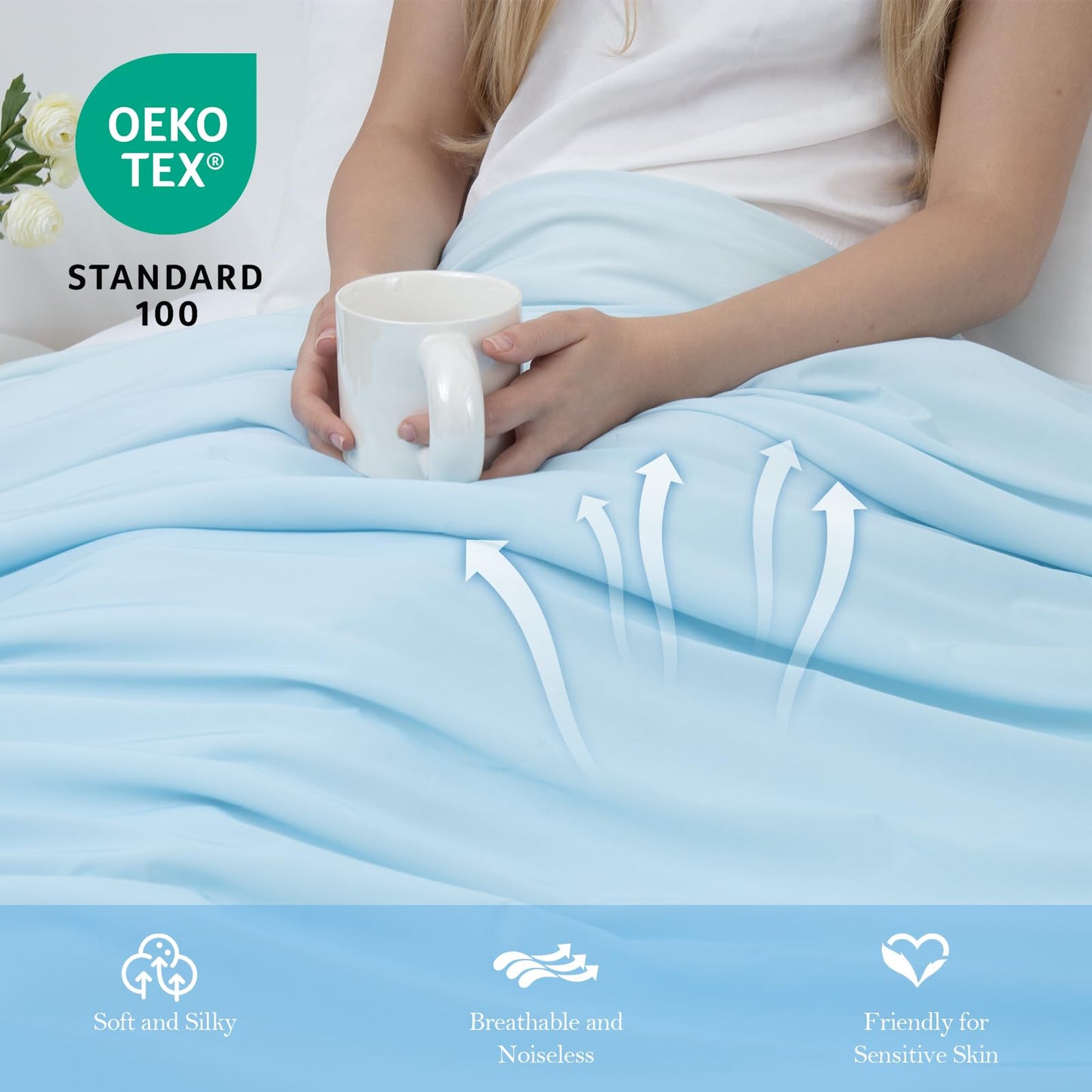 Marchpower Cooling Comforter Queen Size for Hot Sleepers, Lightweight Silky Soft Summer Cooling Blanket, Gradient Comforter