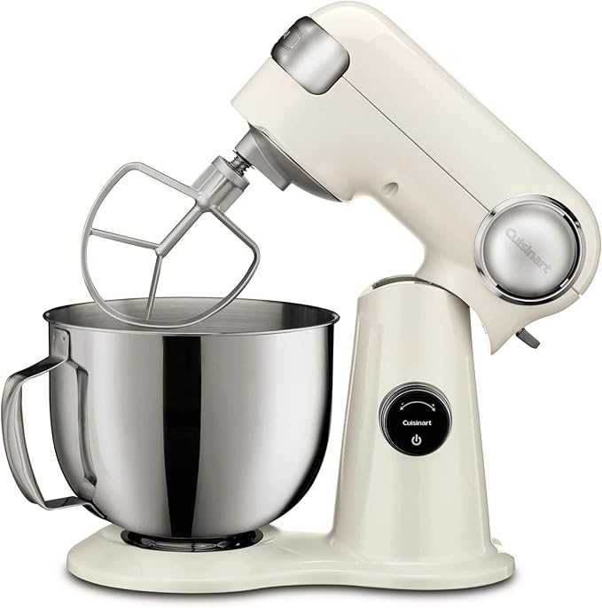 Cuisinart SMD-50CRM Precision Pro 5.5-Quart Digital Stand Mixer with 12-Speeds, 3 Preprogrammed Food Prep Settings, Mixing Bowl, Chef's Whisk, Flat Mixing Paddle, Dough Hook, and Splash Guard, Cream