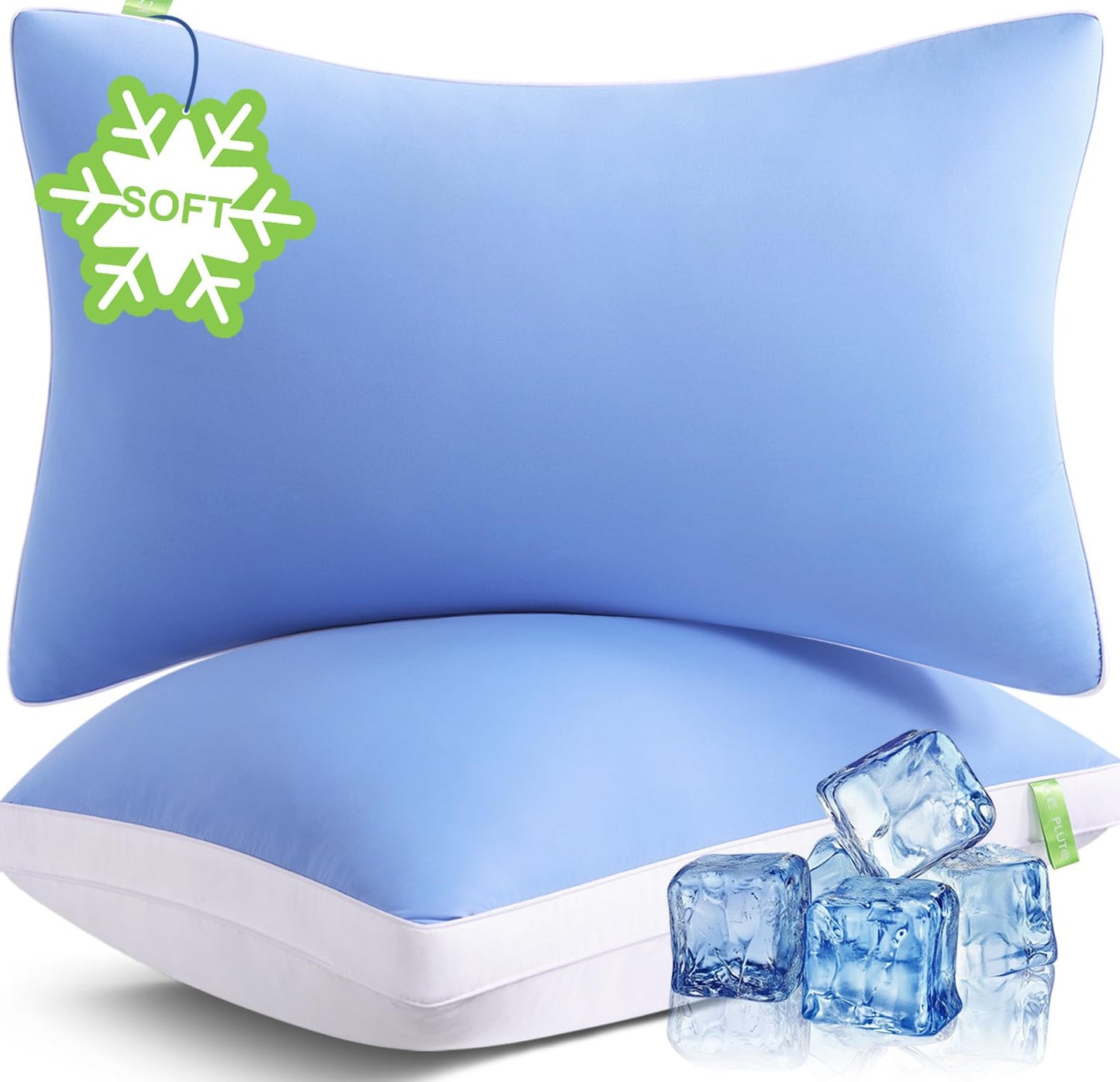 MEELUS Pillows Queen Size Set of 2 Soft for Sleeping, Luxury Hotel Down Alternative Bed Pillows 2 Pack for Side Back Stomach Sleepers, Gusseted Supportive, Machine Washable, Cooling Blue, 20" x 30"