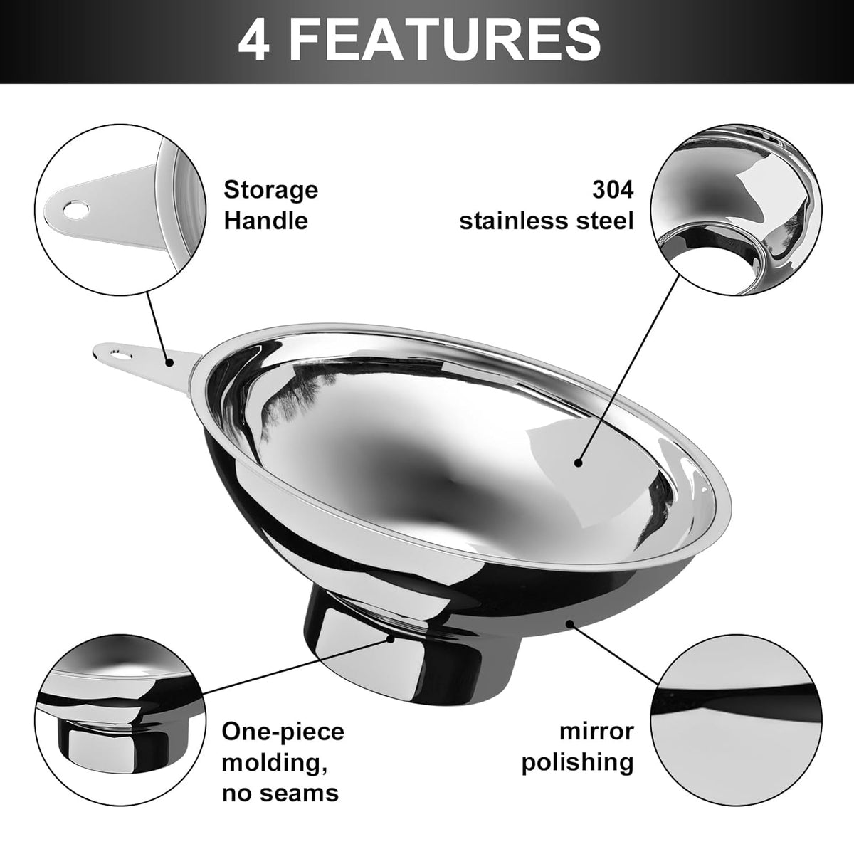 Canning funnel with stainless steel filter for wide mouth Mason jars - Kitchen filling stainless steel wide mouth funnel（for wide mouth Mason jars）
