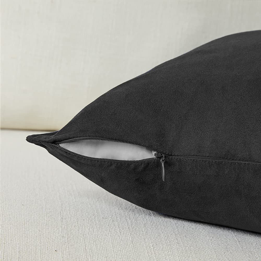 Fancy Homi 4 Packs Black Decorative Throw Pillow Covers 18x18 inch/45x45 cm, Super Soft Faux Suede Decor Square Pillow Covers, Solid Cushion Cover for Couch Living Room Sofa Bedroom