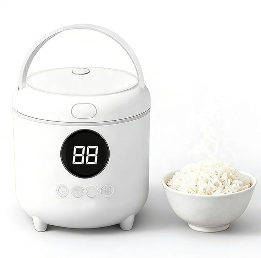 Small Rice Cooker, 2-Cups Uncooked/4-Cups Cooked with Handle, 6 Intelligent Cooking Modes for White Rice, Quinoa, Oatmeal - with Nonstick Inner Pot, Measuring Cup & Serving Spoon, 1.6L Capacity