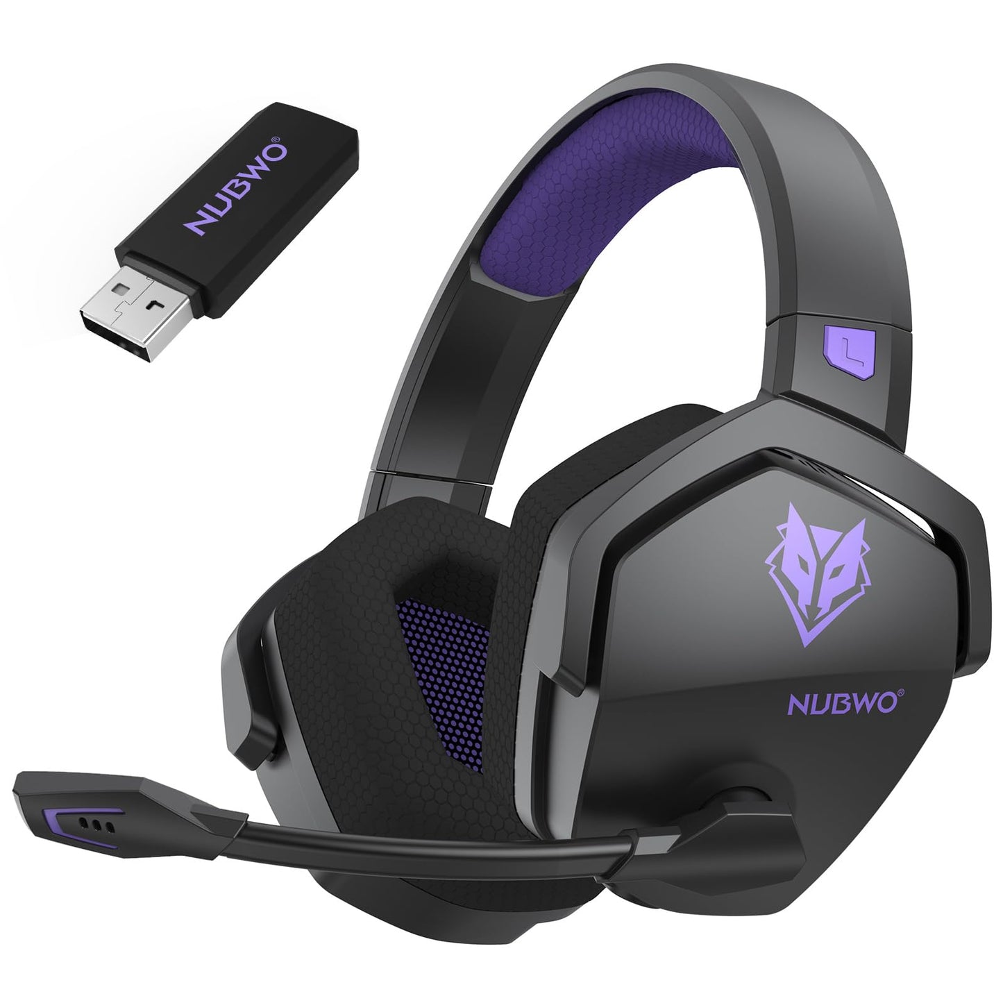 NUBWO G06 Dual Wireless Gaming Headset with Microphone for PS5, PS4, PC - 23ms Low Latency Audio - 100-Hour of Playtime - 50mm Drivers (White-Black)