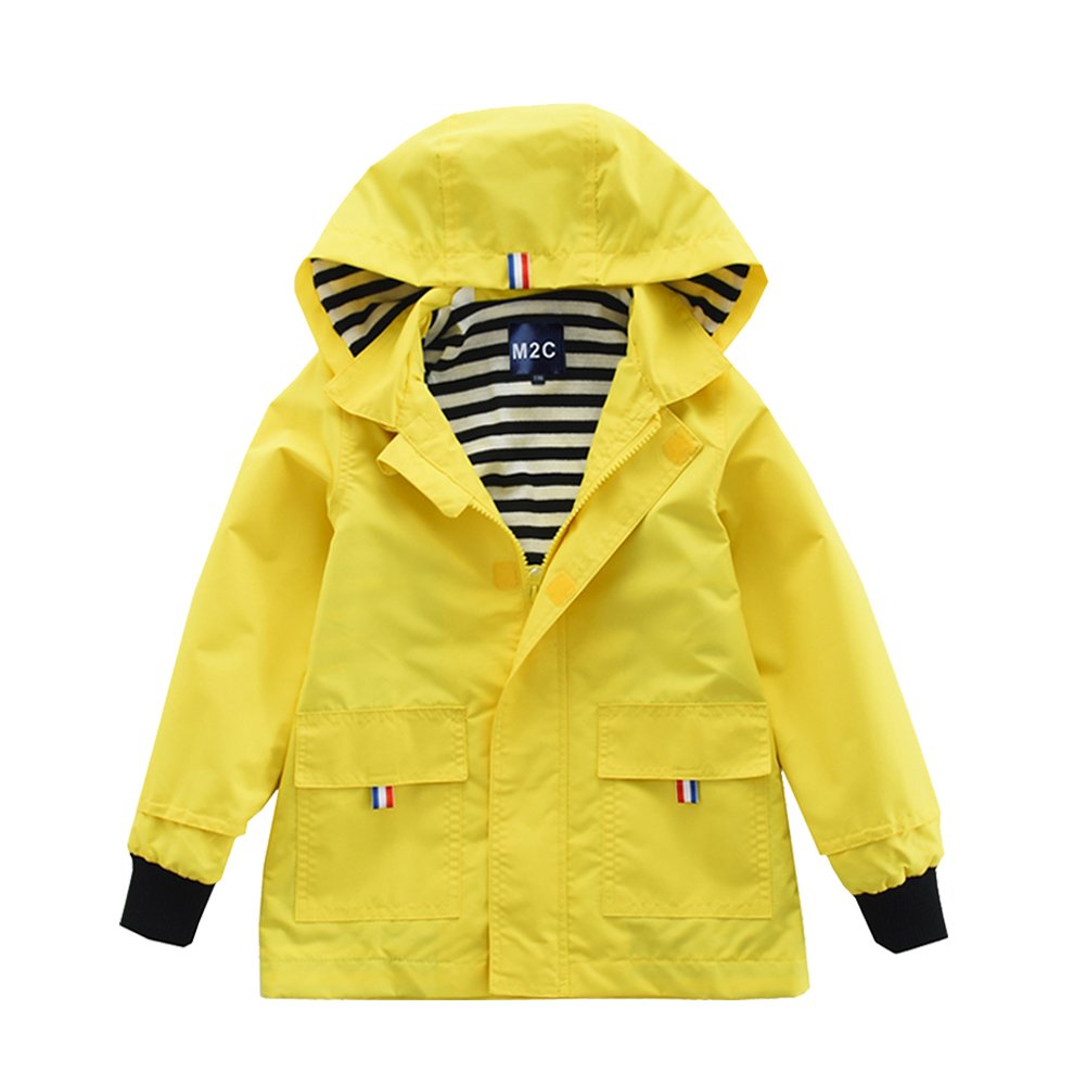 M2C Boys Girls Cotton Lined Rain Jacket Waterproof Light Windbreaker 7-8 Yellow