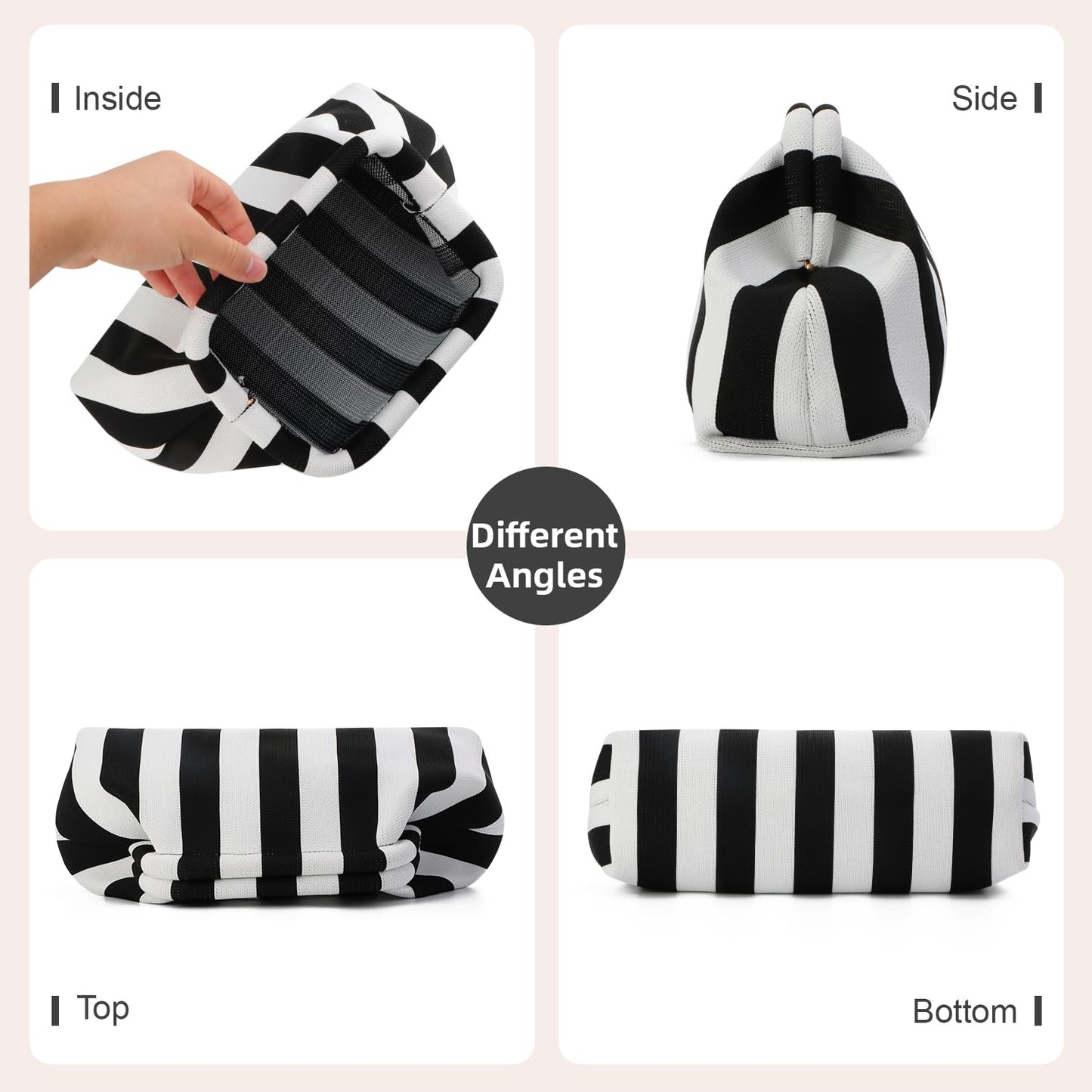 Oweisong Summer Woven Clutch Purse for Women 2025 Crochet Stripped Beach Bag Hot Pink Spring Purse Evening Handbag