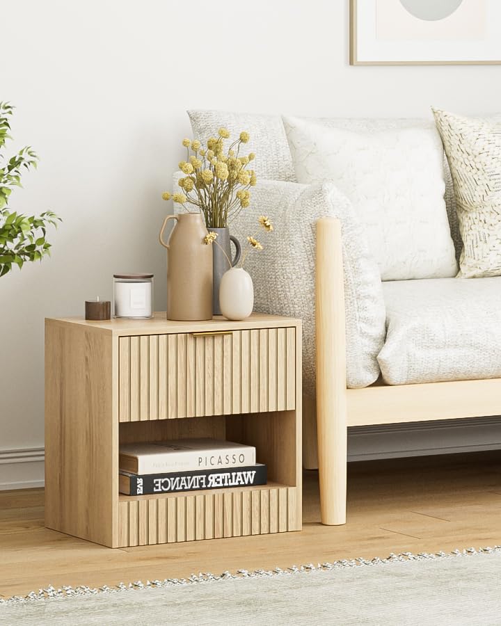 Apetaccat Tiny Night Stand Small Night Stand Modern Bedside Table,Side End Table for Bedroom,Living Room,Office(Natural)