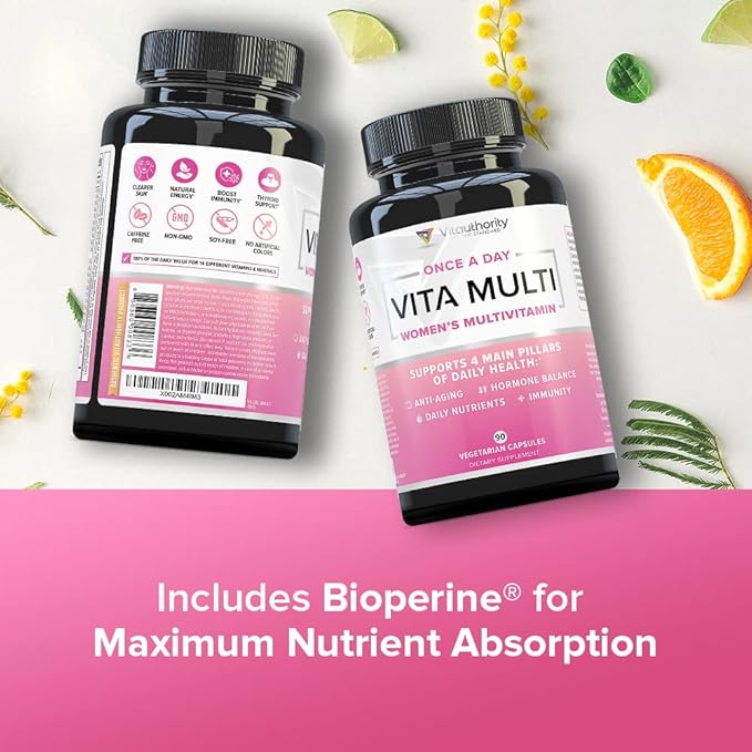 Multivitamin for Women Women’s Daily Multi-Vitamin Supplement with DIM, Iodine, Ashwagandha Supports Youthful Complexion, Healthy Cortisol and Estrogen Balance 30 Day Supply