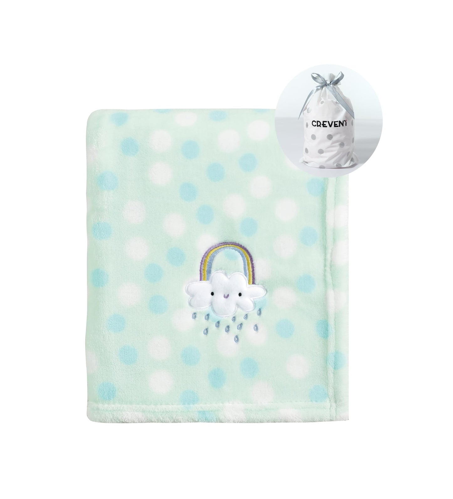 CREVENT 30"X40" Lightweight Fuzzy Fluffy Warm Plush Baby Blanket for Infant Toddler Newborn Unisex Crib Cot Stroller - Green Rainbow Unisex