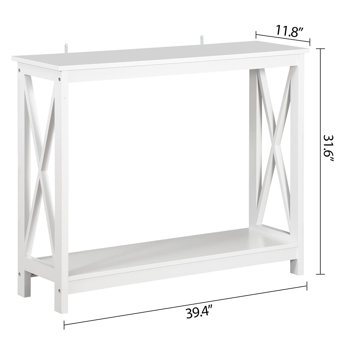 ZENY Console Table, Entryway Table, Narrow Sofa Table with 2-Tier Shelves, Entrance Table for Living Room, Entryway, Hallway, Foyer (White)
