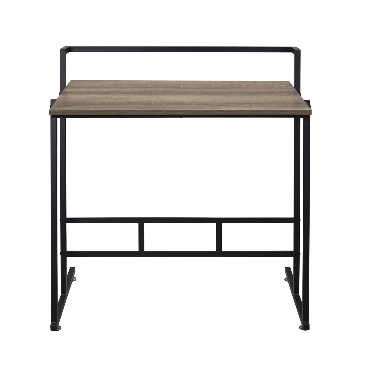 Household Essentials Jamestown Small Office Desk Ashwood Rustic Wood Grain and Black Metal