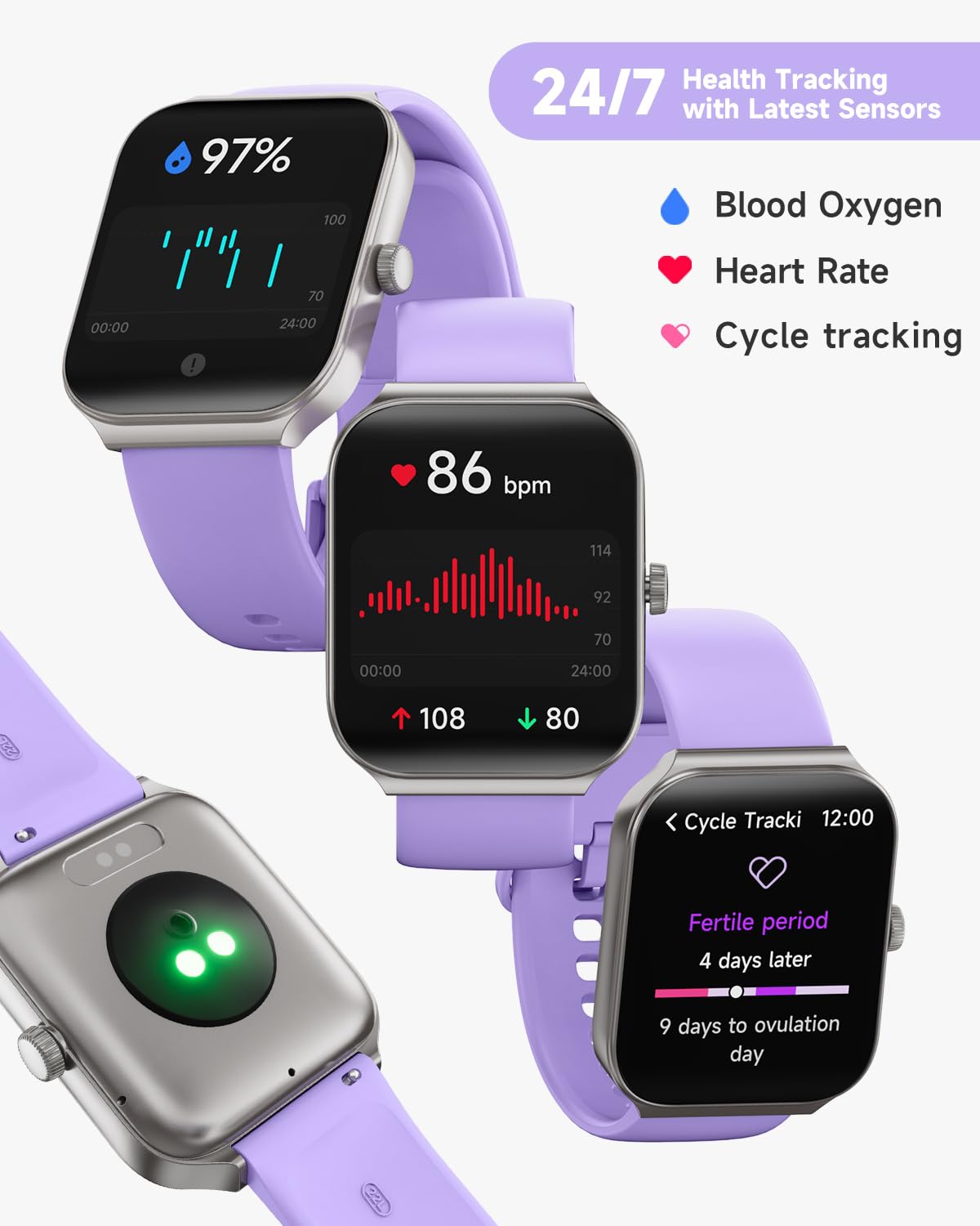 TOOBUR Smart Watch for Women Alexa Built-in, 1.95" Fitness Tracker with Answer/Make Calls, IP68 Waterproof/Heart Rate/Sleep Tracker/100 Sport Modes, Fitness Watch Compatible Android iOS