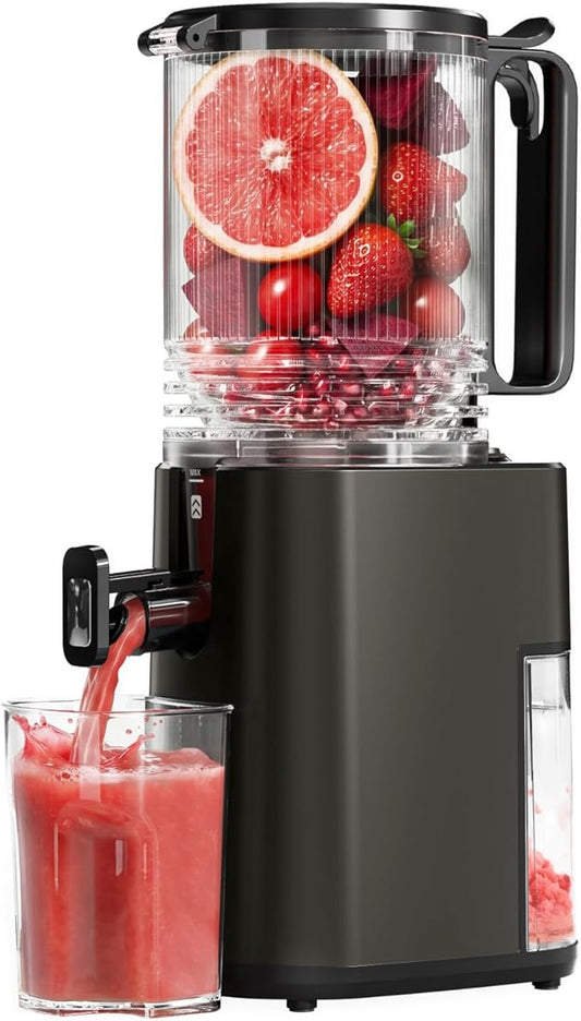 Cold Press Juicer, 5.5inch Wide Feed Chute Juicer Extractor Machine, Slow Masticating Juicer for Whole Vegetables & Fruits, Gray