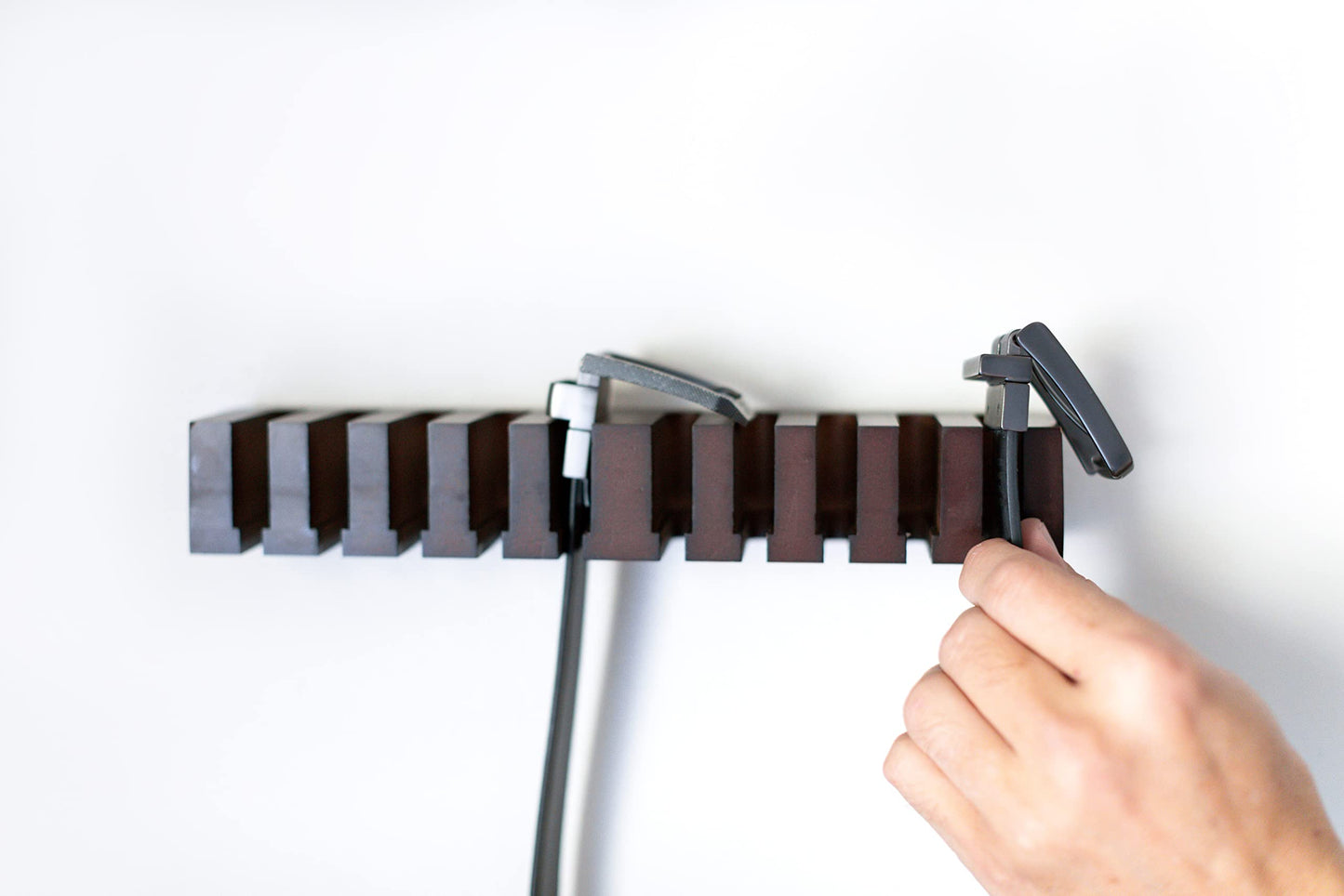 Beechwood Belt Hanger for Closet - Dark Wood Finish Organizer (10.75" x 2.5" x 1.7") - Holder With Mount Hardware for 10 Belts