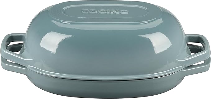 Enameled Cast Iron Oval Dutch Oven Pot with Lid, Dutch Oven for Sourdough Bread Baking, Oval Bread Pan, 5qt, Seasalt