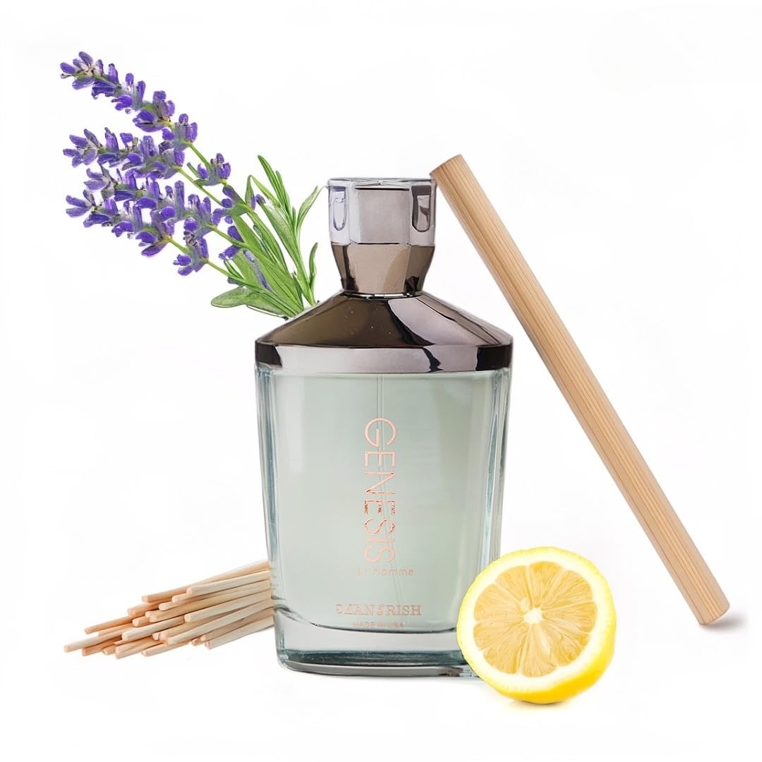Jean Rish Genesis Pour Homme Eau De Toilette Perfume for Men (3.4 Fl Oz / 100ml) with Lemon, Woody & Lavender Notes - Long Lasting and Luxury Fragrance