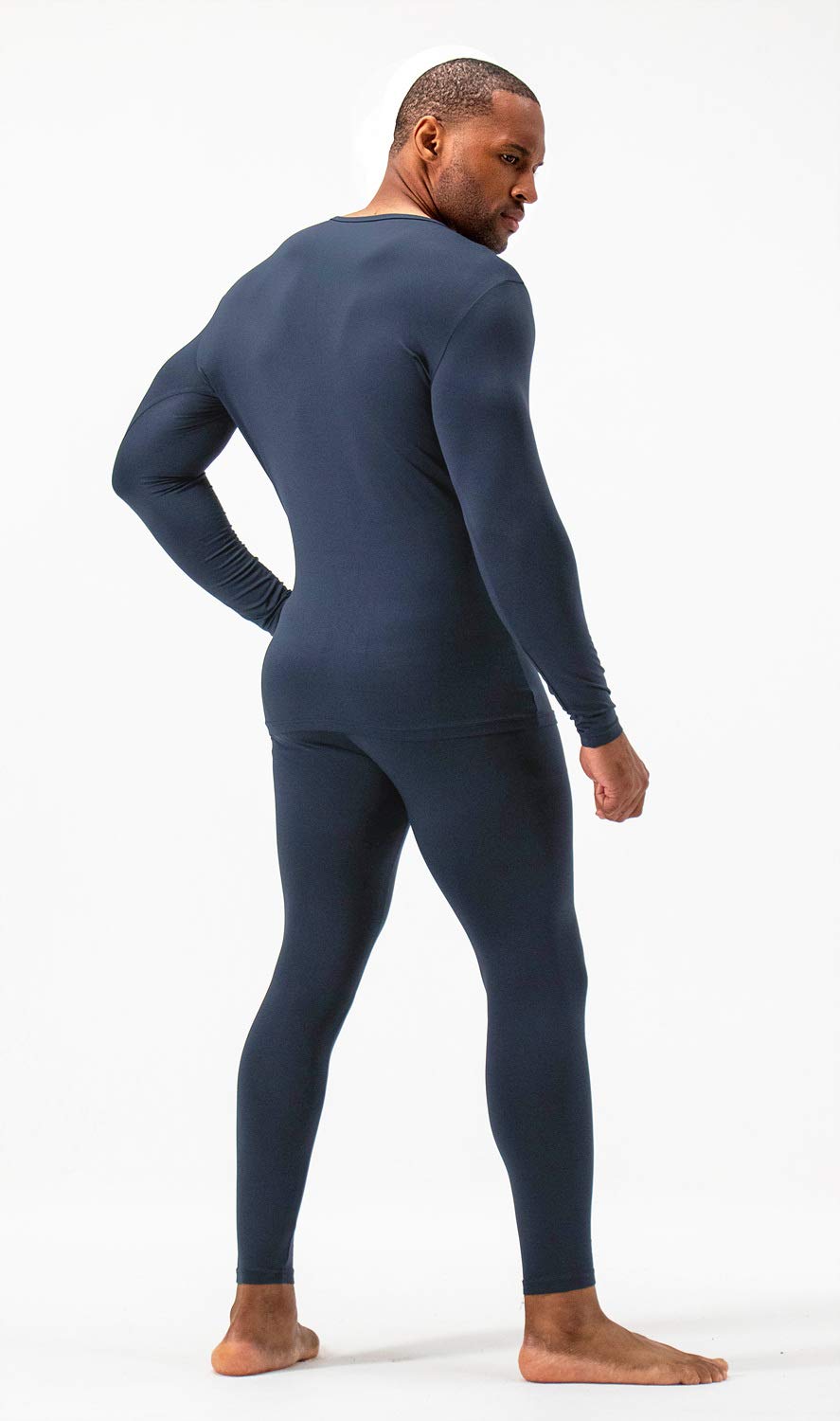 DEVOPS Men's Thermal Underwear Long Johns Set with Fleece Lined (Large, Navy)