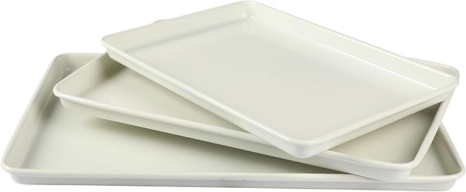 Martha Stewart Gallen 3-Piece Cookie Sheet Set – 13", 15", 17" Baking Pans, Ceramic Nonstick, PFA-Free, Carbon Steel – Oven Safe to 450°F, Warp-Resistant, Easy to Clean - Linen White