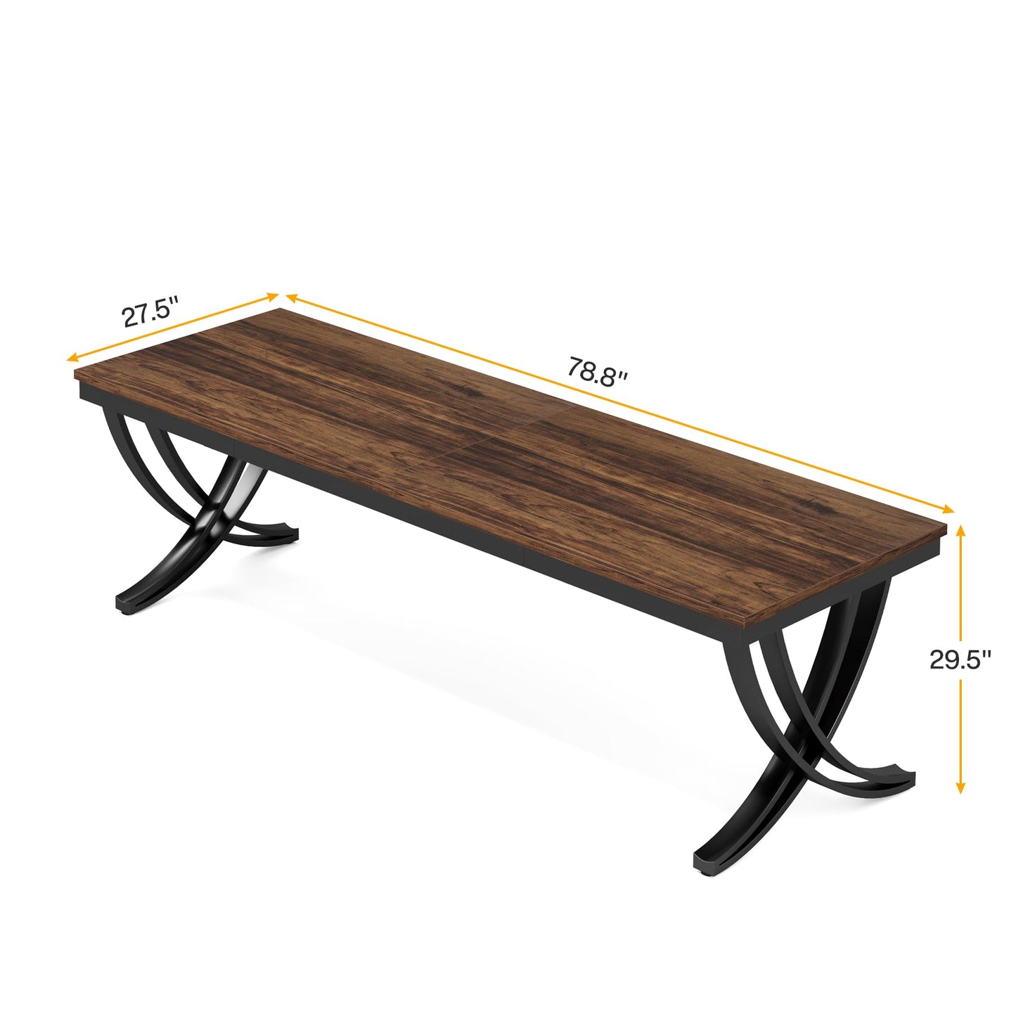 Tribesigns 6.5FT Conference Table for 6-8 People, 78 inch Long Rectangular Seminar Table with Strong Metal Frame, Business Furniture Boardroom Desk for Office Meeting Conference Room (1, Brown)