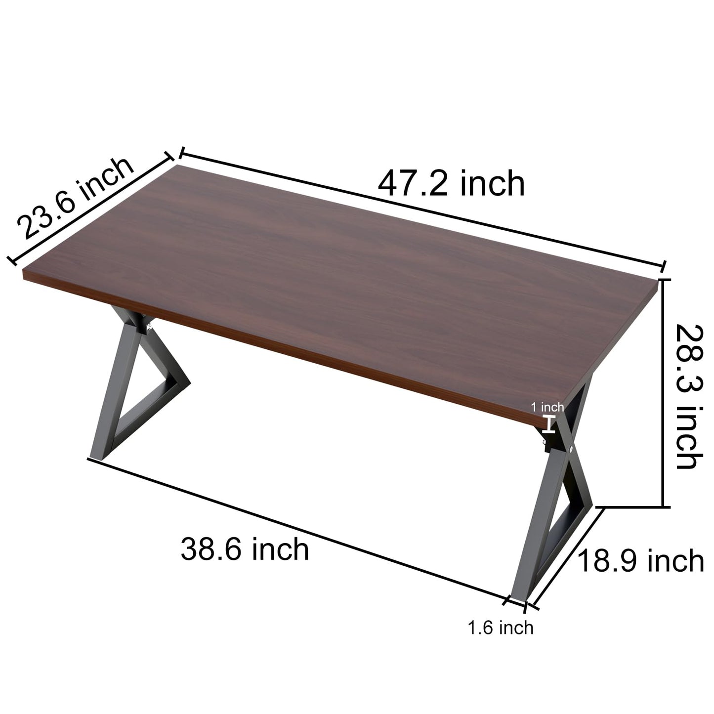 Haiwutechy Heavy Duty Computer Desk 47 x 24 Inch Rustic Sturdy Workstation Business Furniture Study Writing Table for Home Office Company School Dorm Apartment (Brown, 47")