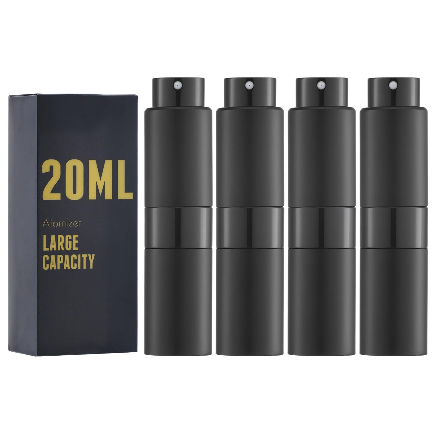 owlyee 20ML Perfume Atomizer, Travel Cologne Spray Bottle, Mini Empty Sprayer Dispenser (Black,4PCS)