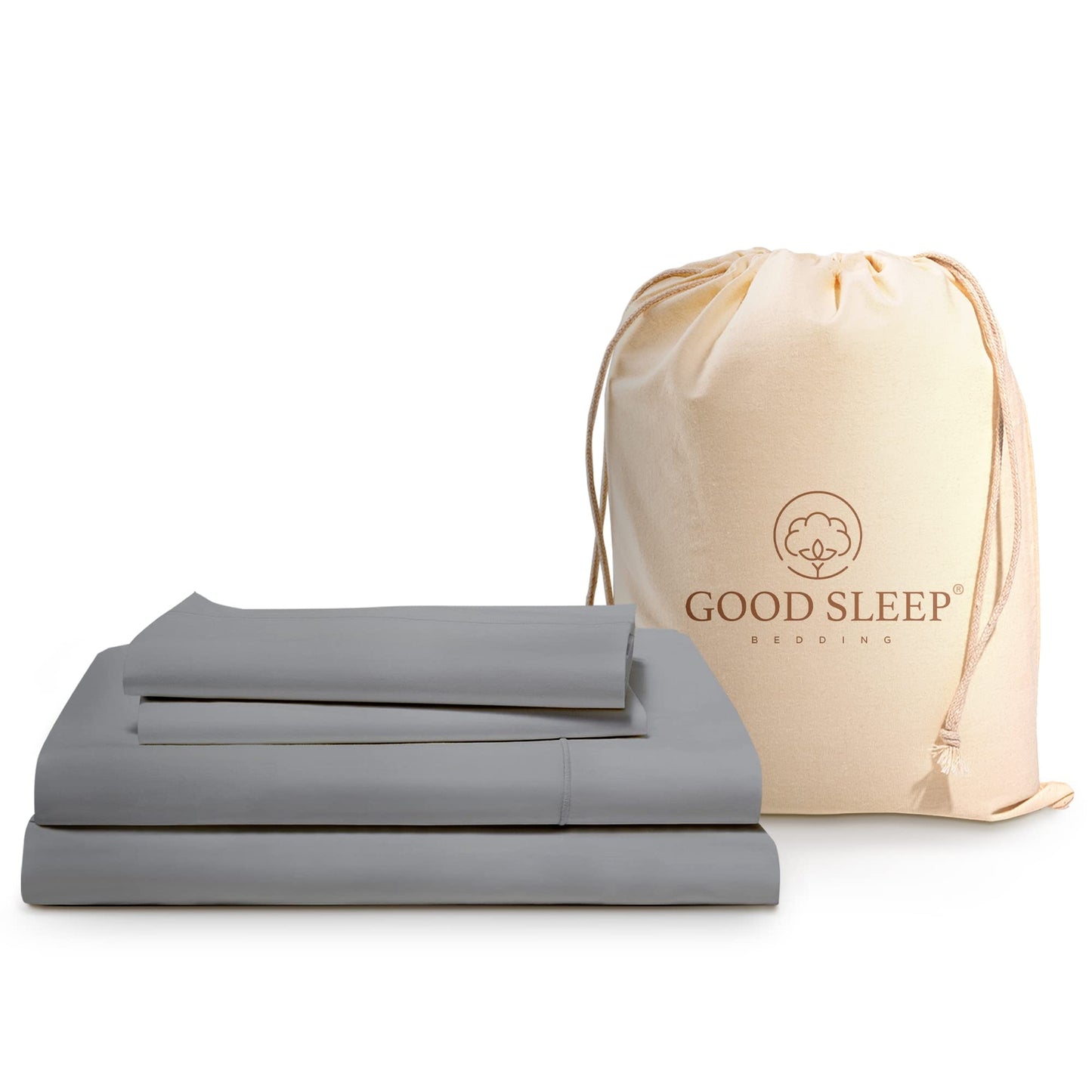 Good Sleep Bedding King Size Sheets Set Deep Pockets - 4 Pc, 1000 TC King Sheet Set, Egyptian Cotton Bedsheets King Size Bed, FIts Upto 16 Inch - Light Grey