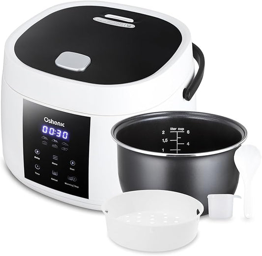 Rice Cooker Small,6-Cup (Uncooked) / 12-Cup (Cooked),6-in-1 Multi Cooker,Electric Smart Rice Cooker,Portable Non-Stick Rice Maker With Steamer Basket,12 Hours Timer Delay & Keep Warm Function
