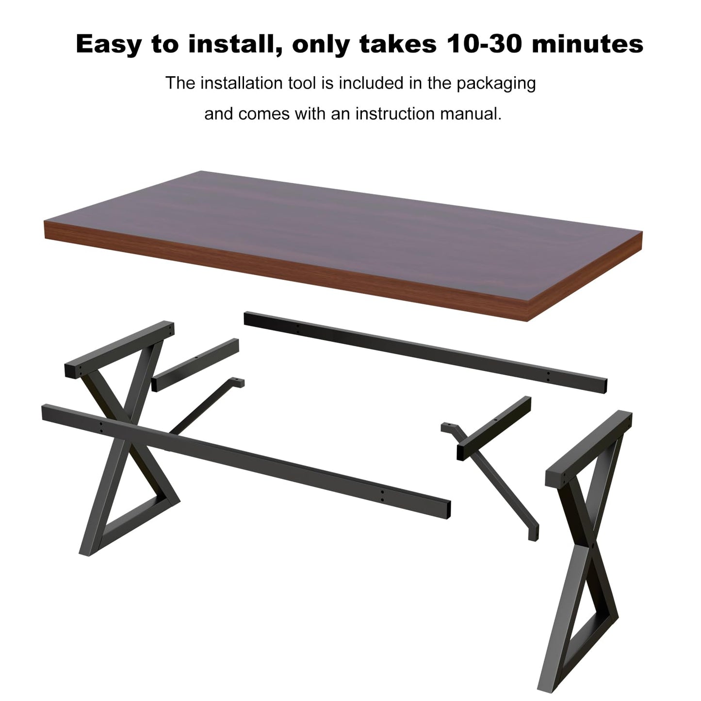 Haiwutechy Heavy Duty Computer Desk 47 x 24 Inch Rustic Sturdy Workstation Business Furniture Study Writing Table for Home Office Company School Dorm Apartment (Brown, 47")