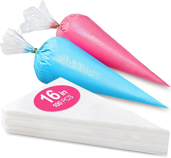 16 Inch Piping Bags Disposable, 100Pcs Large Pastry Bags, Frosting Bags, Cake Decorating Bags, Decorating Bags Large Piping Bags, Decorating Bags