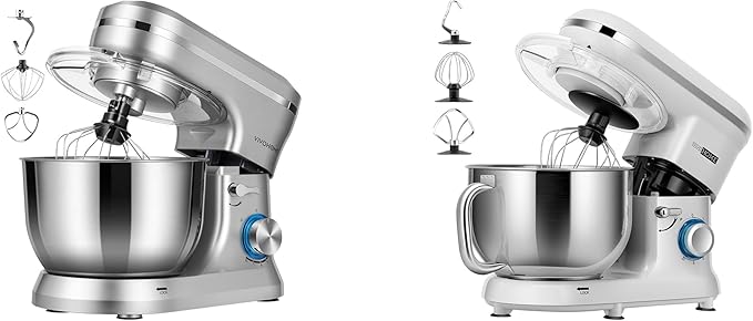 VIVOHOME 4.75 Quart Stand Mixer, 8 Speed Kitchen Electric Food Mixer with VIVOHOME Stand Mixer, 660W 10 Speed 6 Quart Tilt-Head Kitchen Electric Food Mixer