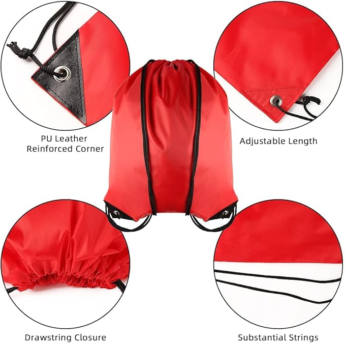 GoodtoU Drawstring Backpacks Bulk String Bags - Red Drawstring Bags Party Favors for Adults 16 Pcs