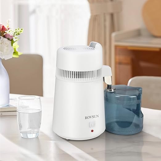Bonnlo 1.6 Gallon/6L Water Distiller w/BPA-Free Container & All Stainless Steel Interior for Home Use, 900W Countertop Distilled Water Machine Maker Purifier Filter, Distilling Pure Water Maker