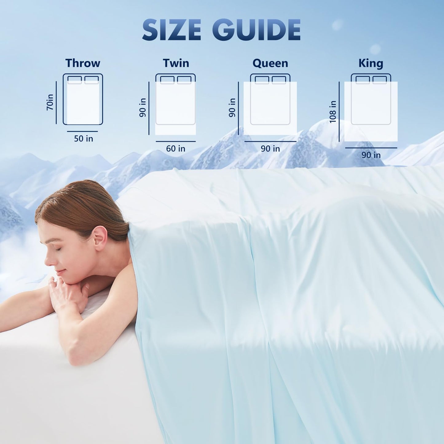 GOHERO Cooling Blanket Queen - Arc-Chill Q-Max >0.5 Cool Summer Blanket for Hot Sleepers - Double Design Lightweight Absorbs Heat to Keep Cool on Warm Nights(90"x90") Blue