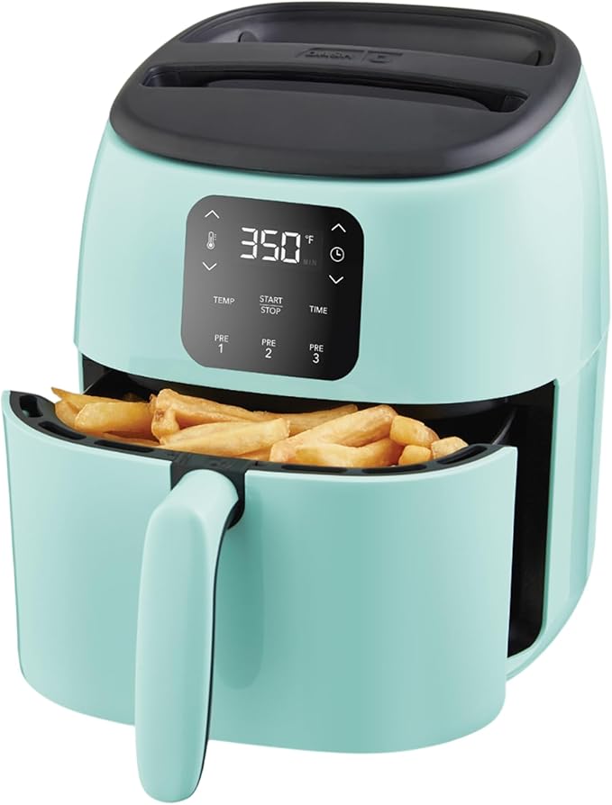 Dash Digital Tasti-Crisp™ Air Fryer - Compact Electric Digital Fryer With Auto Shut-Off Feature - Ideal for Small Spaces - AirCrisp® Technology - 2.6 Quarts - Aqua