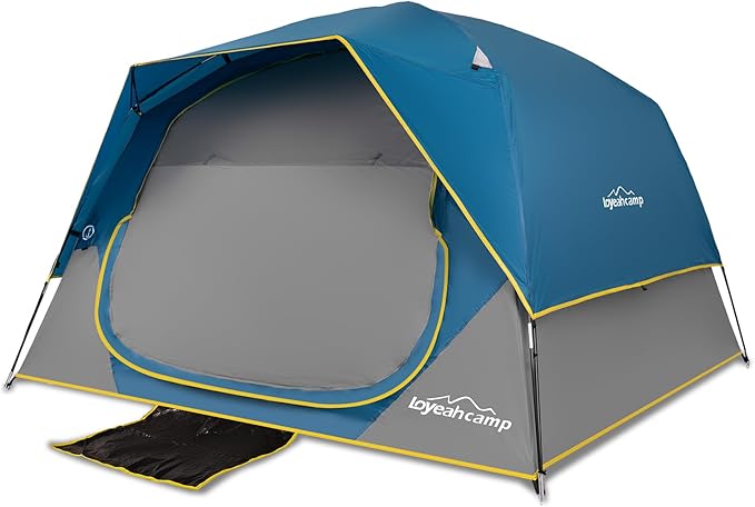 4 Person Blackout Camping Tent, Easy Setup Waterproof Family Dome Tent for Camping with Rainfly, Portable Double Layer Large Family Tent for Outdoor Camping&Hiking