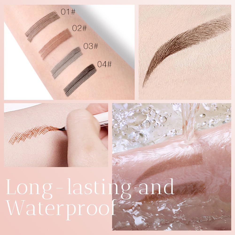 2025 Upgrade Waterproof Brow Pencil with Micro-Fork Tip,3D Magic Eyebrow Pencil 4-Head Split Waterproof Long-lasting Eyebrow Pencil,Natural Makeup Fine Stroke Eyebrow Tattoo Pencils (Black)