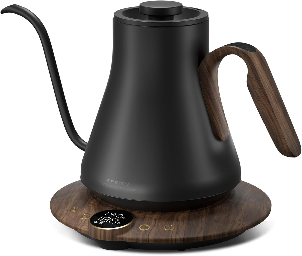 Electric Kettles, INTASTING Gooseneck Electric Kettle, ±1℉ Temperature Control, Stainless Steel Inner, Quick Heating, for Pour Over Coffee, Brew Tea, Boil Hot Water, 1500W/0.9L (Glossy Black)