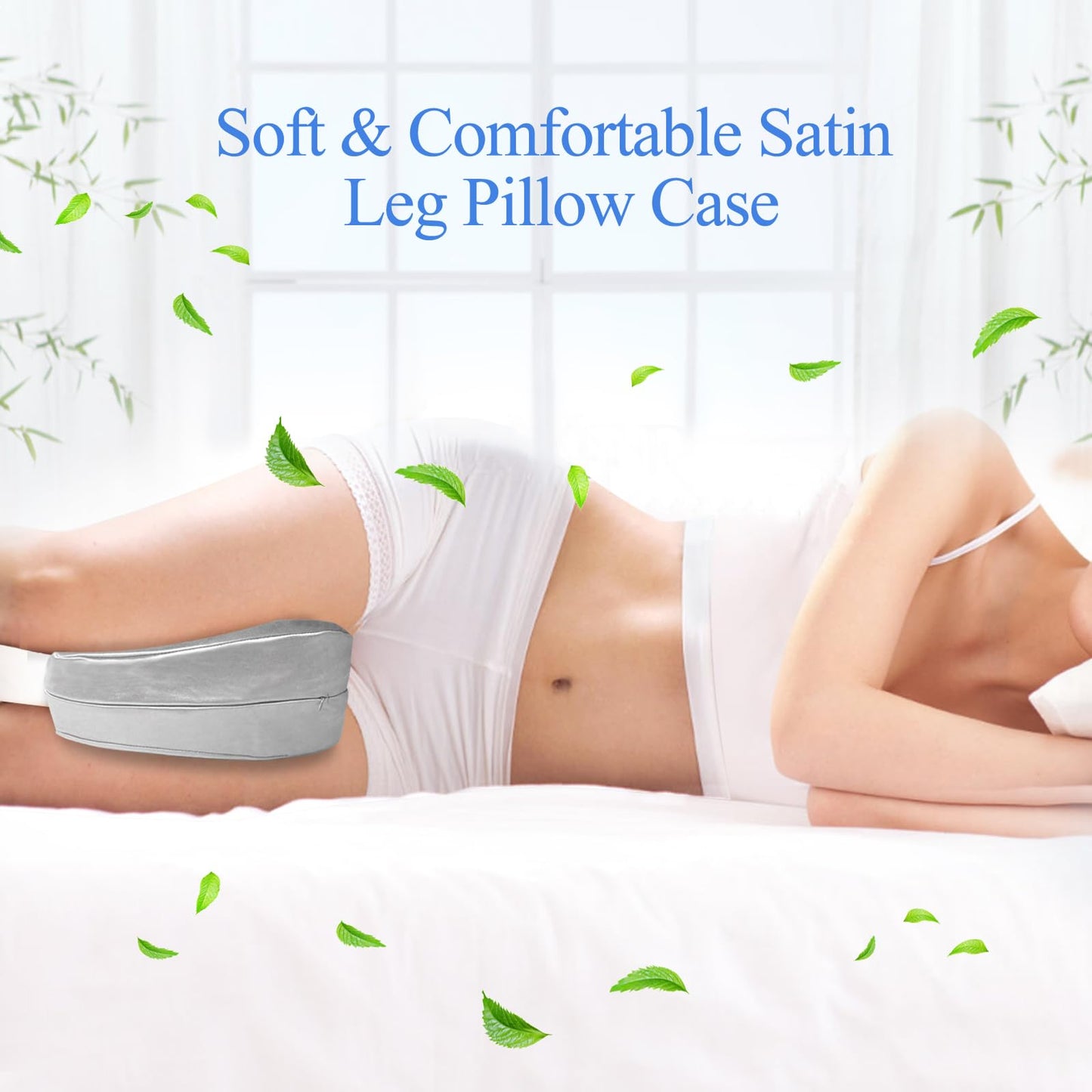 Knee Pillow Cover 9.8" x9.8" x5.9", Leg Pillowcase Replacement, Contour Pillowcase for Heart Shaped Knee Pillow (Grey)
